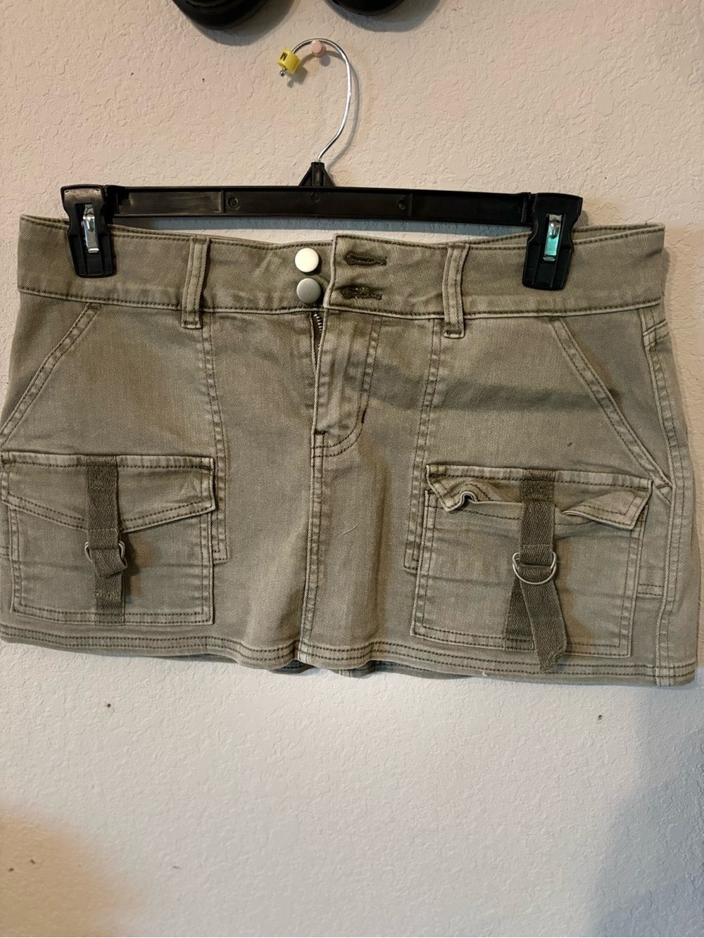 Fashion Nova Olive Utility Mini Skirt with Front Flap Pockets